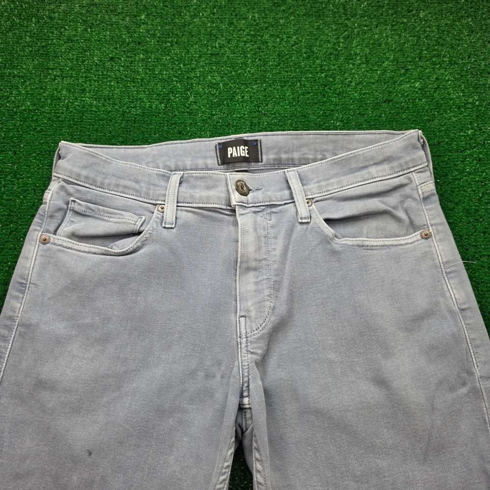 PAIGE Lennox Slim Fit Jeans Mens 31x32 Vintage Flint Blue Grey Stretch Denim - Picture 3 of 13